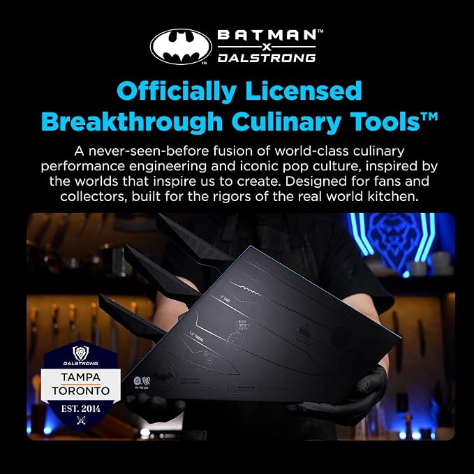 DALSTRONG Knife Block Set - BATMAN™ Edition - Shadow Black Edition - High Carbon 7Cr17MoV Steel - Black Titanium Kitchen Knife - Collection Item - G10 Handles - Chef's Knife Cooking Chef Knife