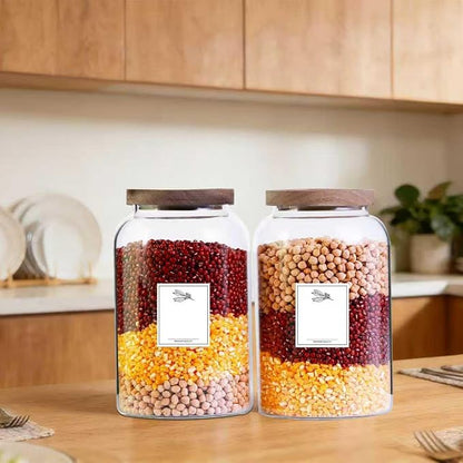 Two 2.7L Large Capacity Transparent Glass Sealed Jars with Lids.Food Storage Jars,Used for Various Food Preservation Jars,Such As Coffee,Rice,Flour,Sugar,Spices,Beans,and Grains