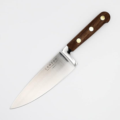 Lamson Premier Forged 6" Chef's Knife, Hi-Carbon Stainless Steel Blade, Triple Riveted for Balance, Ideal for Dicing, Slicing & Chopping, Kitchen Knives - Walnut Handle