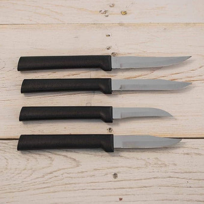 Rada Cutlery 4-Piece Granny, Regular, Peeling, and Heavy Duty Paring Knife Set, Stainless Steel Blades, Black Handle