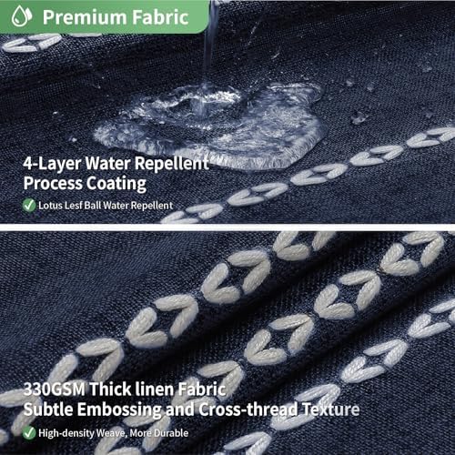 eachope Boho Farmhouse No Hook Shower Curtain with Liner,71x74,Navy Blue