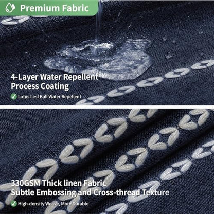 eachope Boho Farmhouse No Hook Shower Curtain with Liner,71x74,Navy Blue