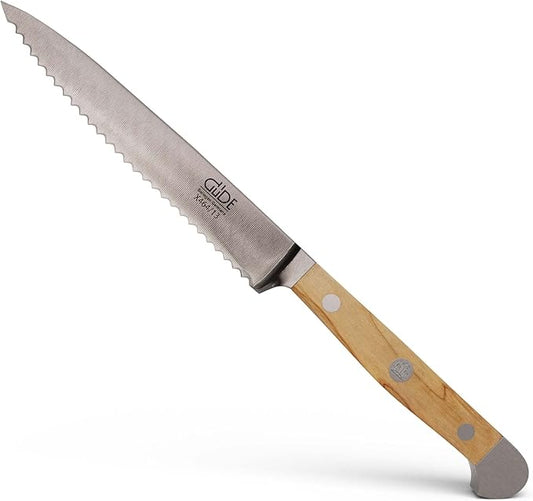 Guede Alpha Olive Series Hand Forged Hand Sharpened Stainless Steel Olive-Wood Handle Tomato Knife, 5-Inch