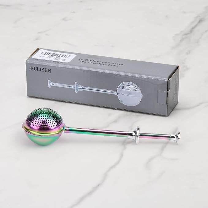 HULISEN Flour Duster for Baking, One-Handed Operation, 304 Stainless Steel Powdered Sugar Shaker Duster, Pick Up and Dust Flour Sifter, Gift Package, Rainbow