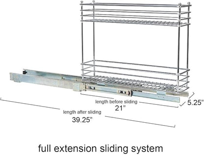 Household Essentials Chrome 2-Tier Sliding Cabinet Organizer, 5"