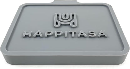 Silicone Soap Dish Tray and Sponge Holder with Drain Chute, Rectangular, Kitchen and Bathroom Sink Organizer (Grey, 5.2"x4" (Set of 2), 7.2 Ounces)