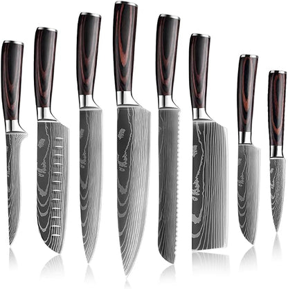 XITUO 8-Piece Knife Set for Kitchen, High Carbon Stainless Steel Ultra Sharp Chef Knives, Ergonomic Pakkawood Handle, Complete Cooking Knife Set in Gift Box