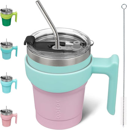 BJPKPK 10 oz Tumbler With Handle Stainless Steel Insulated Tumblers With Lid And Straw For Women,Bubble Gum