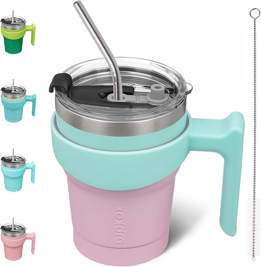 BJPKPK 10 oz Tumbler With Handle Stainless Steel Insulated Tumblers With Lid And Straw For Women,Bubble Gum