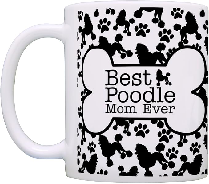 ThisWear Best Poodle Mom Dad Ever Bundle Paws Dogs 2 Pack Gift Coffee Mugs Tea Cups Bone Pattern