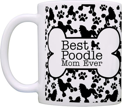 ThisWear Best Poodle Mom Dad Ever Bundle Paws Dogs 2 Pack Gift Coffee Mugs Tea Cups Bone Pattern