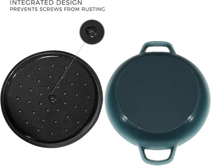 Flavehc Braiser Enameled Cast Iron Braiser 2.25 QT, Cast Iron Braiser Pan with Lid for Bread Baking, Soup & One Pot Meals, Small Shallow Dutch Oven Casserole for Oven & Induction, Slateblue
