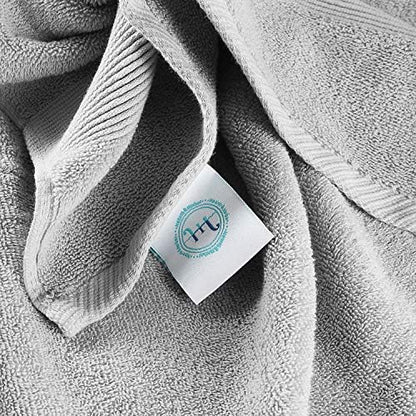 Hearth & Harbor Bath Towels for Bathroom - 100% Ring Spun Cotton Luxury Bathroom Towels - Ultra Soft & Highly Absorbent, Bath Towels Set of 6 - Silver Gray