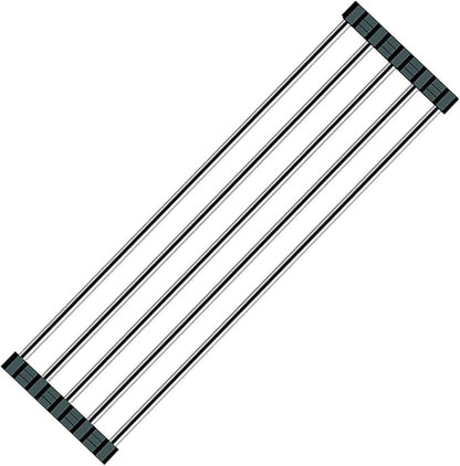 Ahyuan Roll up Dish Drying Rack Over The Sink Kitchen Roll up Sink Drying Rack Portable Dish Drainer Foldable Dish Drying Rack (Black, 17.8''X3.7'')