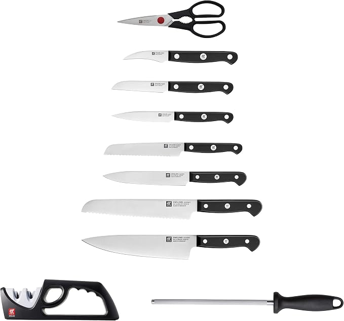 ZWILLING Gourmet 10-pc Knife Block Set with 2-Stage Pull-through Sharpener