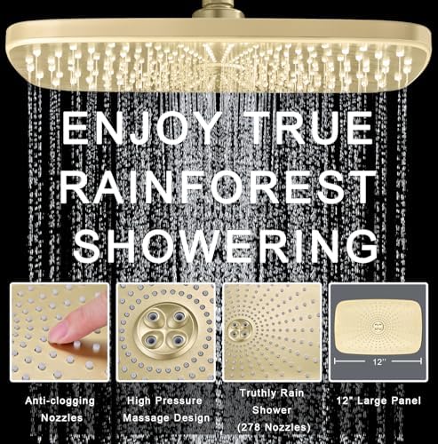 Rain Shower Head with Handheld Showerhead, Glod 1.75GPM 460311