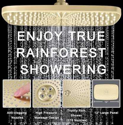 Rain Shower Head with Handheld Showerhead, Glod 1.75GPM 460311