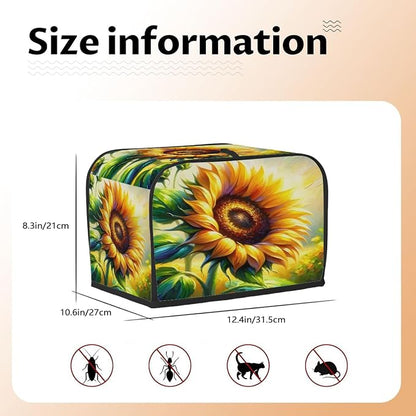 Toaster Cover 4 Slice Wide Slot Sunflower Floral FlowerBread Toaster Oven Dustproof Cover Small Appliance Kitchen Covers Dust and Fingerprint Protection for Women Gift 4 Slice
