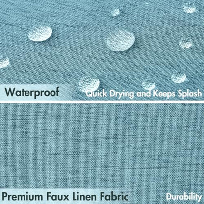 MIULEE 72"x84" Extra Long Scalloped Linen Shower Curtain Teal