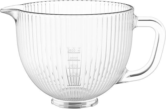 Glass Mixing Bowl for KitchenAid Tilt-Head Stand Mixers, 5Qt Replacement Bowl with Measurement Markings & Pour Spout for 4.5-5 Quart KitchenAid Mixers, Perfect for Mixing Dough, Egg by InnoMoon