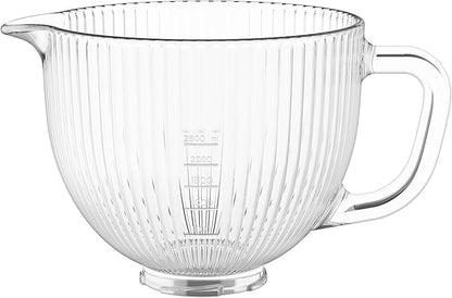 Glass Mixing Bowl for KitchenAid Tilt-Head Stand Mixers, 5Qt Replacement Bowl with Measurement Markings & Pour Spout for 4.5-5 Quart KitchenAid Mixers, Perfect for Mixing Dough, Egg by InnoMoon
