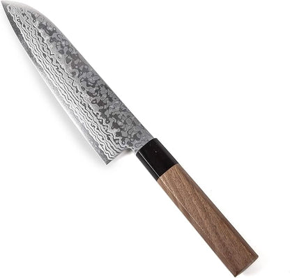 Japanese Multi Purpose Chef Knife Damascus ZA18 69 Layer Octagonal Walnut Handle, Santoku 7-inch (180mm)