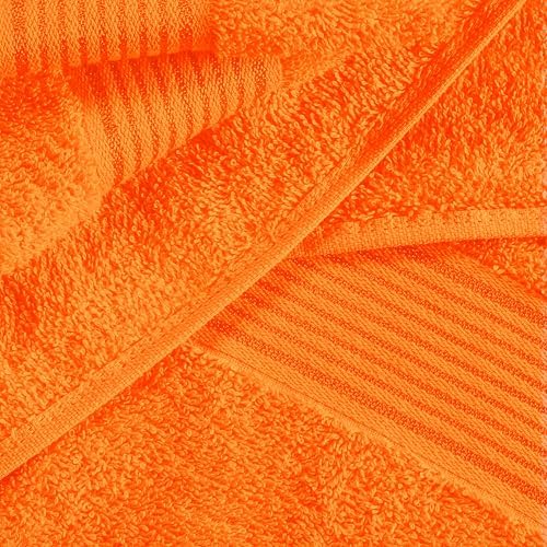 Belizzi Home Cotton 2 Pack Oversized Bath Towel Set 28x55 inches, Large Bath Towels, Ultra Absorbant Compact Quickdry & Lightweight Towel, Ideal for Gym Travel Camp Pool - Orange