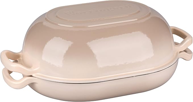 VORRINGARD Enameled Cast Iron Sourdough Bread Oven, Dutch Oven, Loaf Cast Iron Bread Pan for Homemade Bread Baking, Meatloaf Pan with Lid, 5QT, Latte