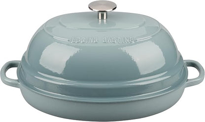 EDGING CASTING Enameled Oval Cast Iron Dutch Oven Pot with Lid, Bread Dutch Oven for Sourdough Bread Baking, Dutch Oven Bread, Bread Oven, 6QT, Seasalt