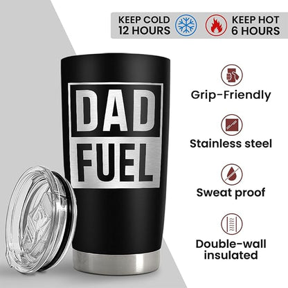 SANDJEST Dad Tumbler 20oz, Dad Fuel Cup Stainless Steel Insulated Tumblers, Coffee Mug Cups for Best Dads from Daughter Son, Gifts for Birthday Christmas Fathers Day