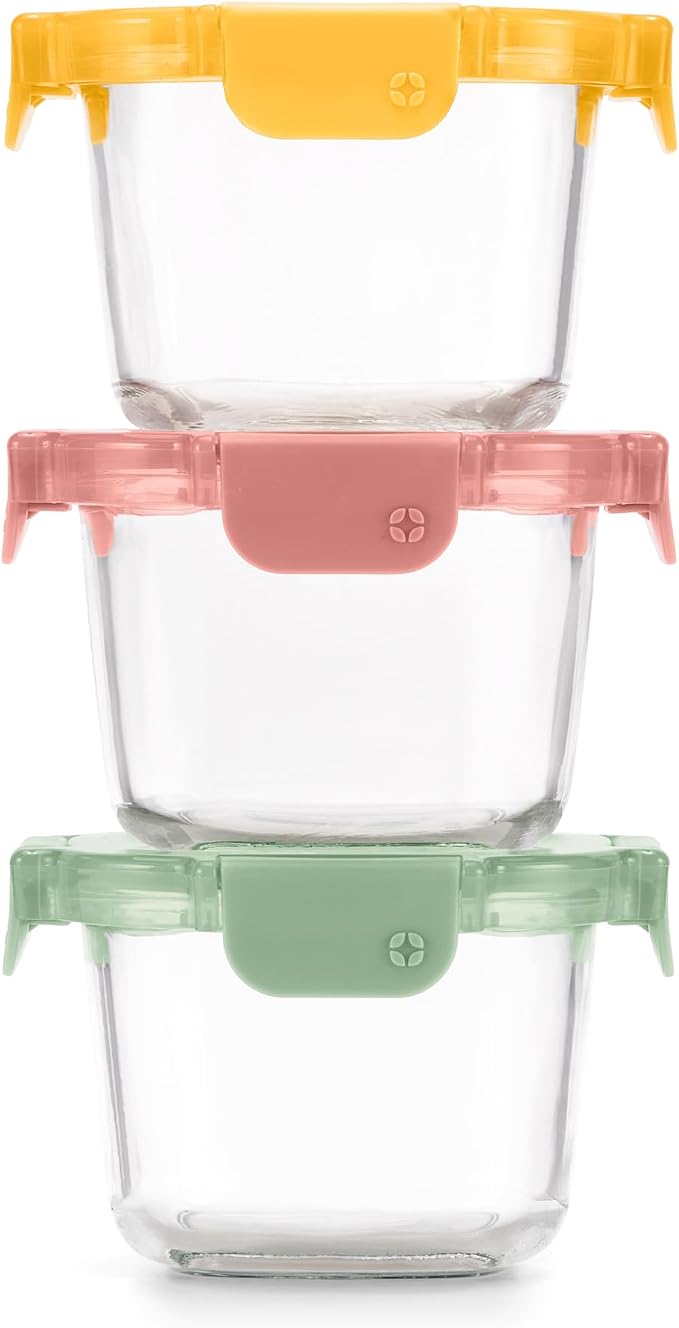 Ello Color Lock 8PC Mixed Glass Food Storage Sets, Leak-Proof Glass Food Storage Containers