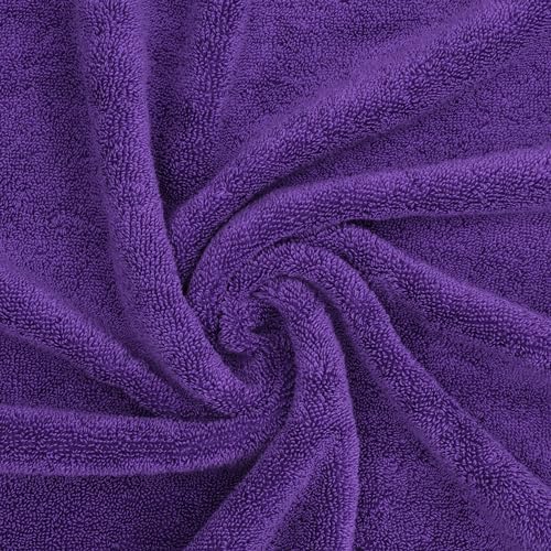 American Soft Linen Salem Washcloth Sets, 4 Piece Luxury 600 GSM 100% Cotton Washcloths for Bathroom, 13x13 inches Washrags Premium Quality Hand Face Towels, Purple