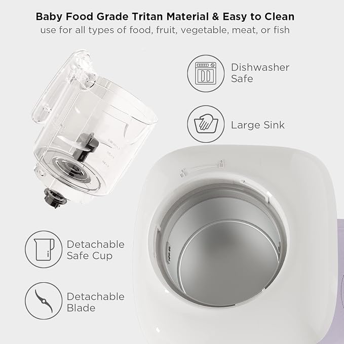 MOMYEASY Baby Food Maker, Multifunction Processor Chopper Grinder, Baby Food Steamer and Puree Blender in-One, with Bottle Warmer, Auto Cooking & Grinding with Touch Control Panel