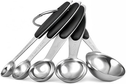 Measuring Cups and Spoons Set with Silicone Handle, Set of 13 Including Stainless Steel 8 Measuring Cups & 5 Measuring Spoons. Widely Used Cooking Baking Measurement as Kitchen Gadget.