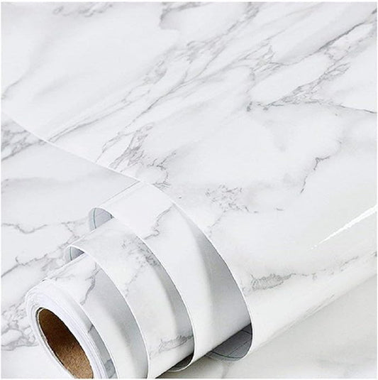 practicalWs Peel and Stick Marble Wallpaper 15.7'' x 236.2'' Marble Contact Paper for Cabinets and Drawers, White Gray Granite Self Adhesive Removable Kitchen Backsplash Vinyl Roll Wall Paper