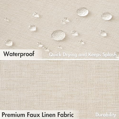 MIULEE Cream Beige Scalloped Linen Shower Curtain 72x78 Inches