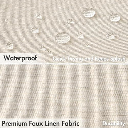 MIULEE Linen Fabric Shower Curtain Cream Beige W72*L78 12 Metal Hooks
