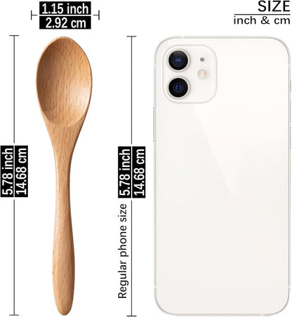 7 PCS Small Wooden Spoons, 5.8 Inch Honey Spoons for Tea, Beech Wooden Honey Teaspoon for Coffee, Little Tiny Wood Spoons, Bamboo Table Spoon for stirring, Wooden Spoons for Utensils Set