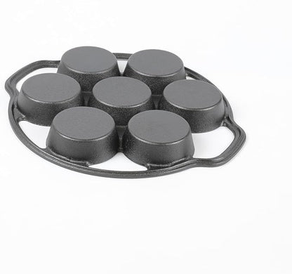 HAWOK Cast Iron Fried Egg Pan biscuit muffins and scones cake Pan With 7-Mold Design