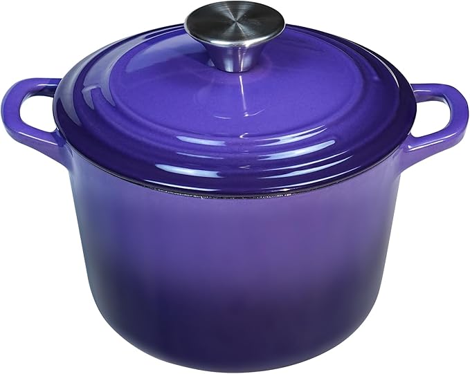 Flavehc Dutch Oven Pot with Lid 2.8 Qt Cast Iron Dutch Oven for Bread Baking, Purple Enameled Cast Iron Soup Pot, Small Deep Dutch Oven for Soup, Stews & Small Family Meals