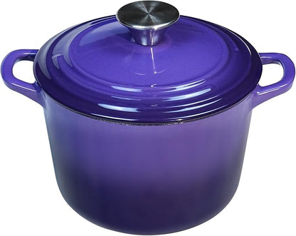 Flavehc Dutch Oven Pot with Lid 2.8 Qt Cast Iron Dutch Oven for Bread Baking, Purple Enameled Cast Iron Soup Pot, Small Deep Dutch Oven for Soup, Stews & Small Family Meals