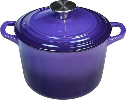 Flavehc Dutch Oven Pot with Lid 2.8 Qt Cast Iron Dutch Oven for Bread Baking, Purple Enameled Cast Iron Soup Pot, Small Deep Dutch Oven for Soup, Stews & Small Family Meals