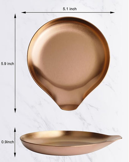 VanlonPro Stainless Steel Spoon Rest, Spatula Ladle Holder, Stainless Steel Utensil Spoon Rest Holder, Brushed Finish, Dishwasher Safe 5.9 x 5.1 Inch (Round Rose Gold 1PC)