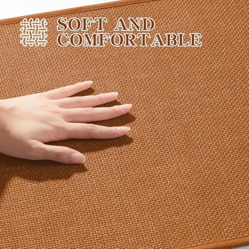 chakme Bathroom Rugs Mat 47x17, Ultra Thin Non Slip Bath Rug Runner Quick Dry Absorbent Bath Mat for Bathroom, (Orange, 47"x17")