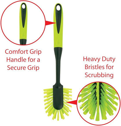 Pine-Sol Scrub Brush Set - Long Handle Cleaning Brushes with Heavy Duty Bristles and Comfort Grip - Scrubbers for Kitchen, Household, and Dishwashing, 5 Pieces