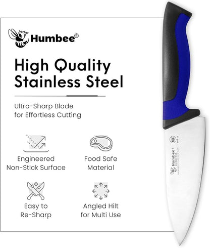 6-Inch Chef Knife, NSF Certified Razor-Sharp High Carbon Stainless Steel Blade – Ergonomic Color Coded Handle, Non-Slip Grip Kitchen Knife, DT-10 Series, Blue