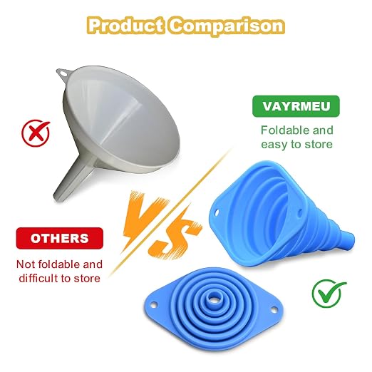 Kitchen Funnel Set of 3,Small and Large,Funnels for Kitchen Use Filling Bottle,Folding Silicone Funnel Used for Transferring Liquids in The Kitchen