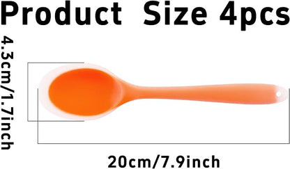 4Pcs Silicone Cooking Spoon, Heat-Resistant Nonstick Silicone Spoon for Stirring, Mixing, Cooking, Baking and Daily Use(Orange)