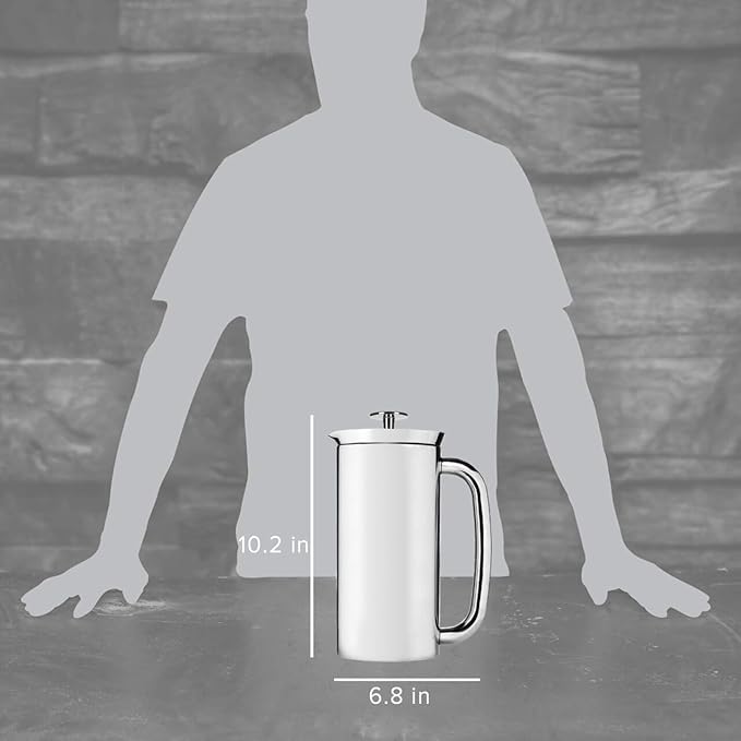 ESPRO Pro P7 French Press Stainless Steel 304 - Patented Double Micro-Filter for Grit-Free Coffee, Double Wall Insulated Coffee Maker, Plastic-Free & Heat Resistant - Polished 32oz