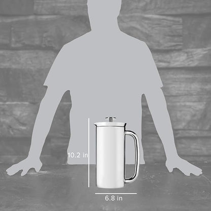 ESPRO Pro P7 French Press Stainless Steel 304 - Patented Double Micro-Filter for Grit-Free Coffee, Double Wall Insulated Coffee Maker, Plastic-Free & Heat Resistant - Polished 32oz